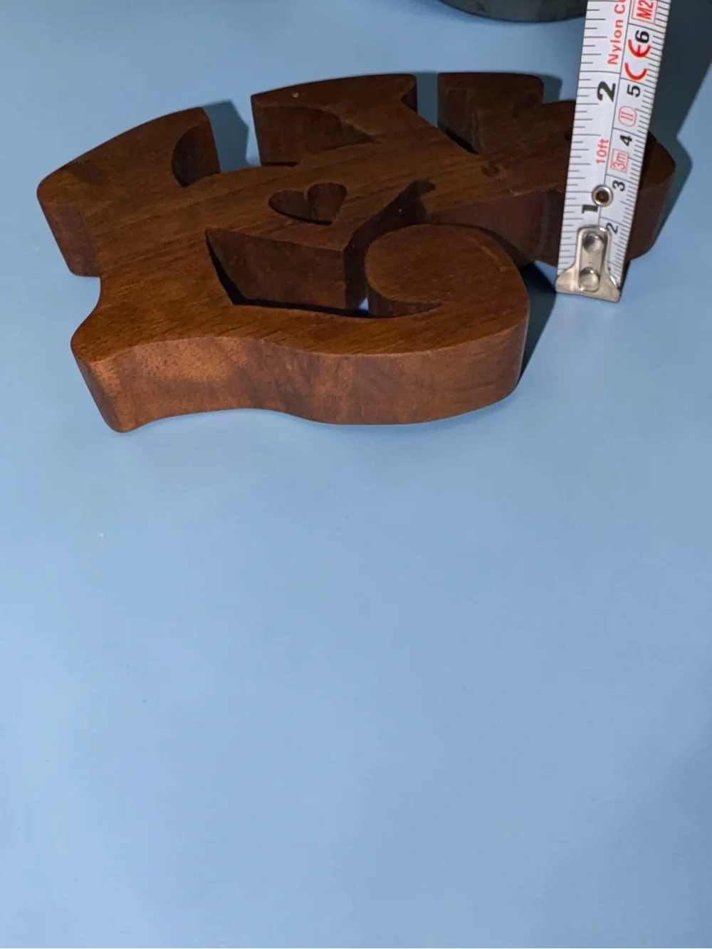 Vintage 1990s Solid Walnut Wood Hand Carved Love Wall Hanging Decor Heart EUC